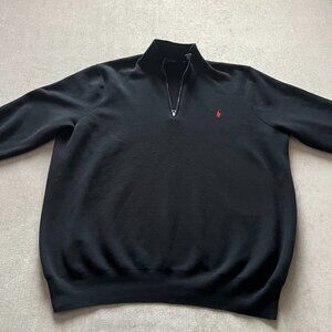 Polo Ralph Lauren 1/4 Zip Sweater Men 4XLT Black Mock Neck Red Pony Big & Tall